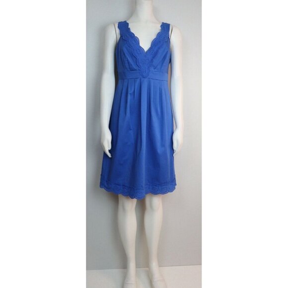 WOMEN'S BLUE EMPIRE WAIST DRESS W/ LACE TRIM - A.N.A. - SIZE 6 - Picture 3 of 10